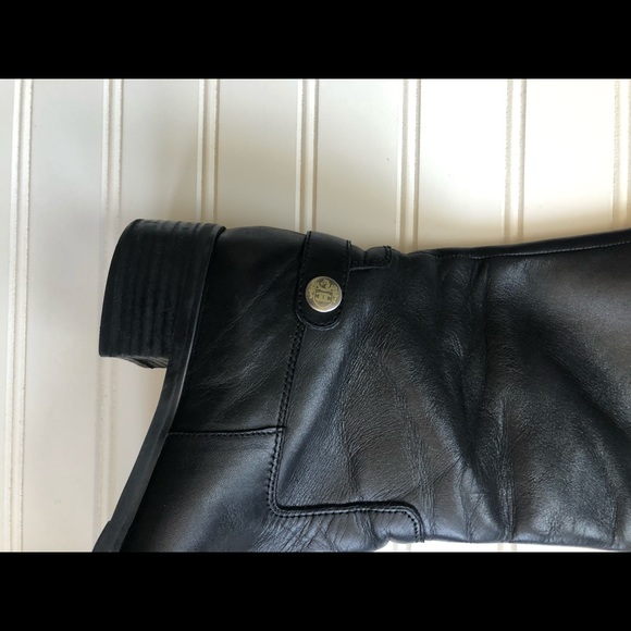 Women’s Sz 7M black leather casual business low heel tall boots shoes - Picture 3 of 6